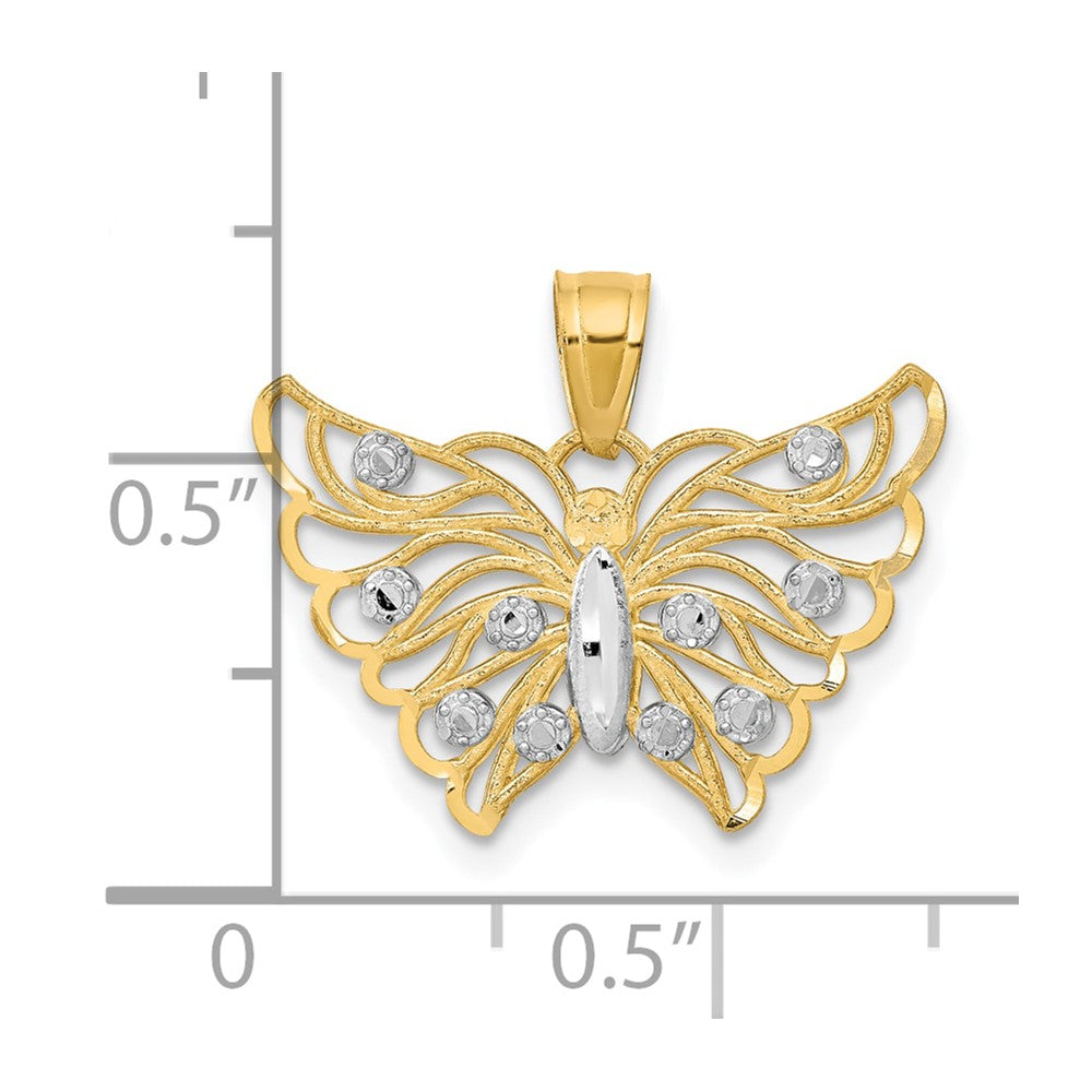 10K w/ Rhodium Butterfly Pendant