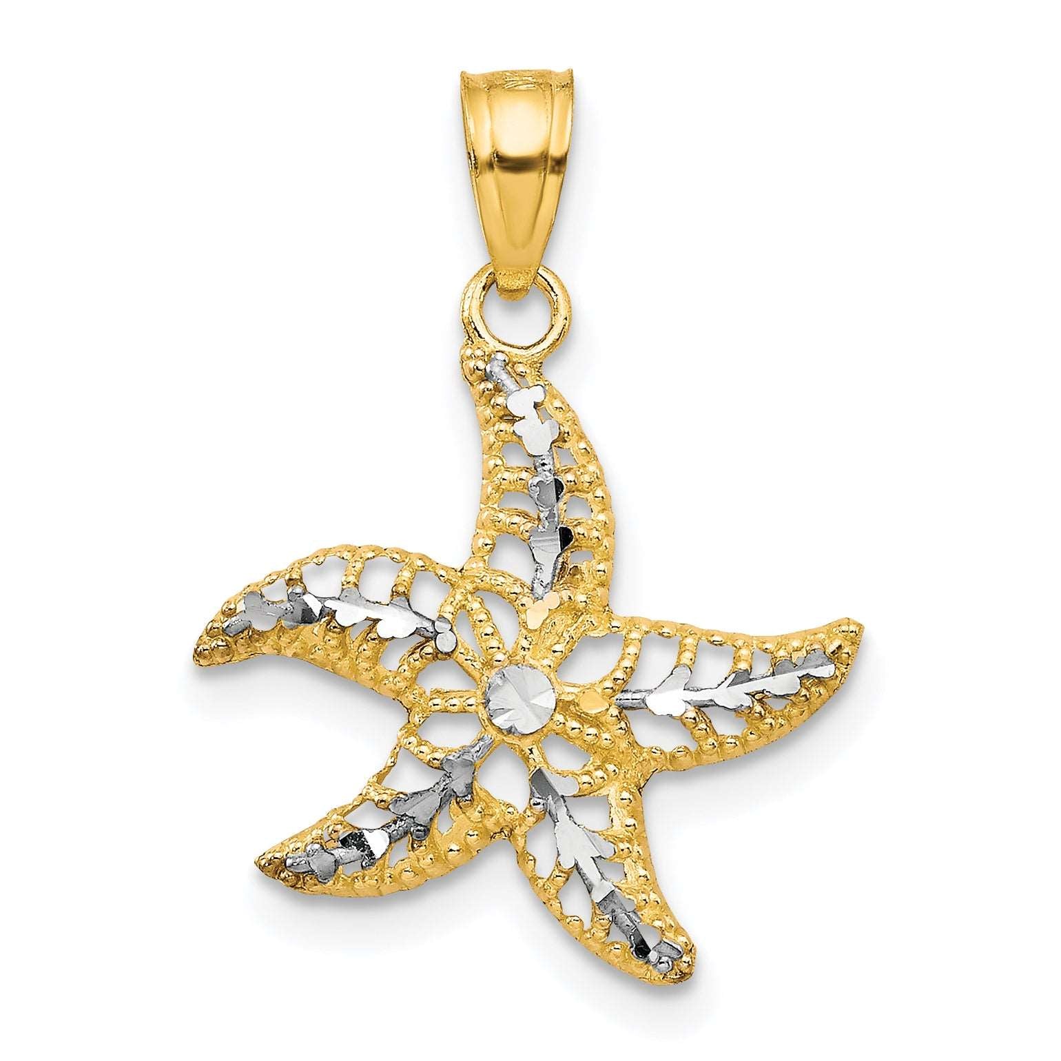 10k & Rhodium Starfish Charm 10C1018