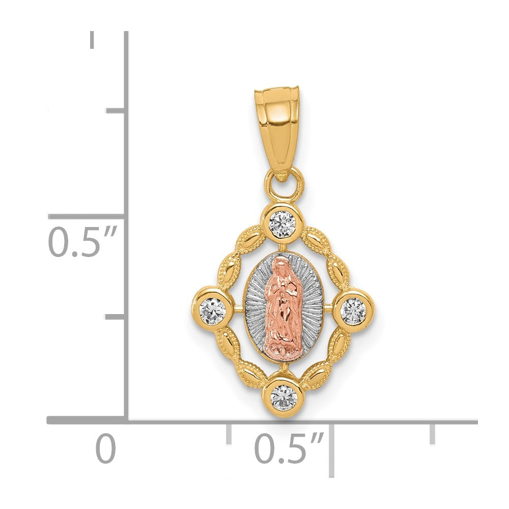 10k Small Two-tone w/ White Rhodium Our Lady of Guadalupe Pendant