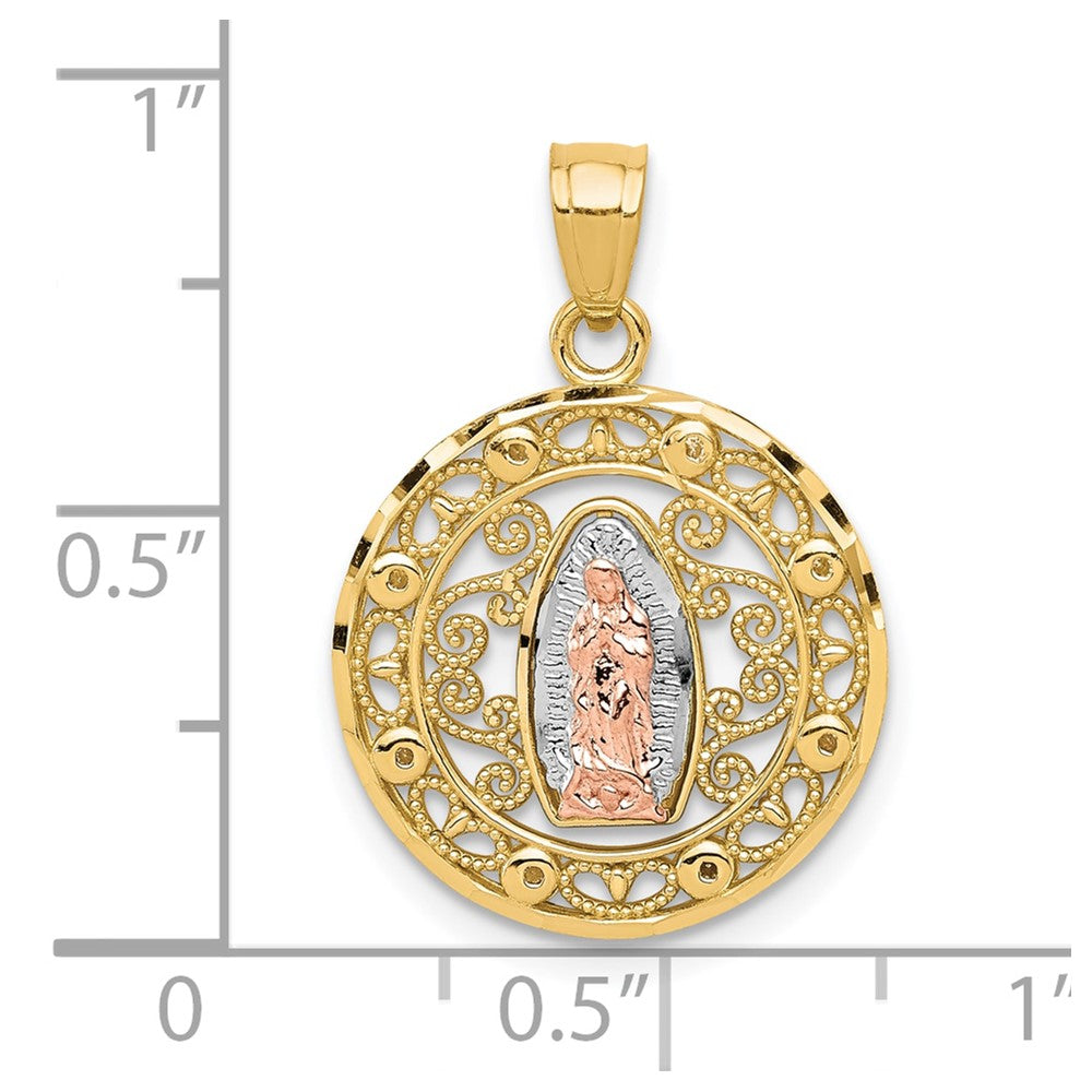 10k Two-tone with White Rhodium Our Lady of Guadalupe Pendant