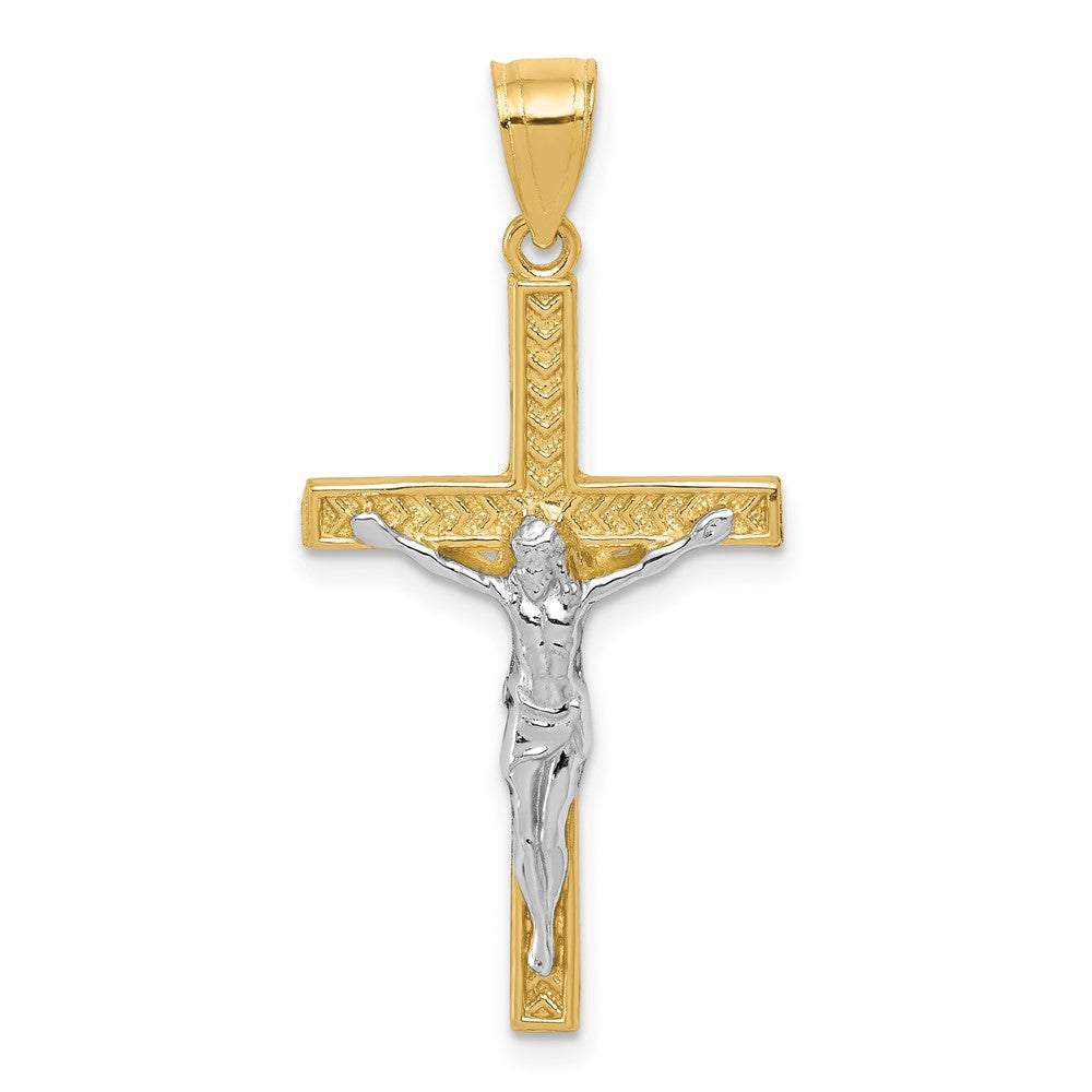 10K w/ Rhodium Crucifix Pendant