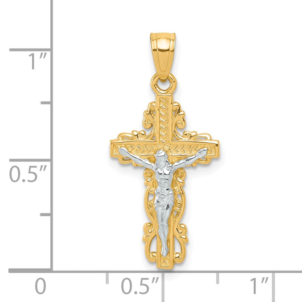 10K w/ Rhodium Crucifix Pendant