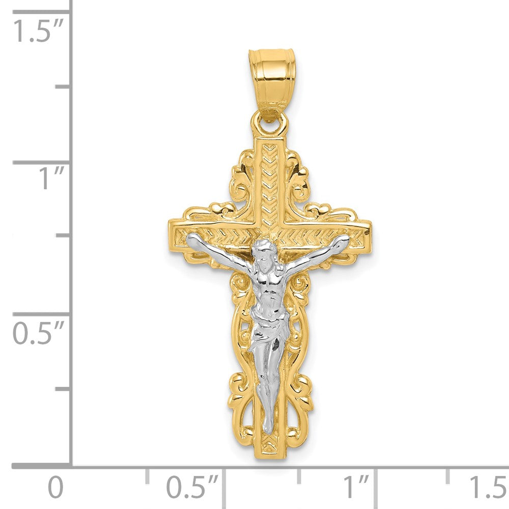 10K w/ Rhodium Crucifix Pendant