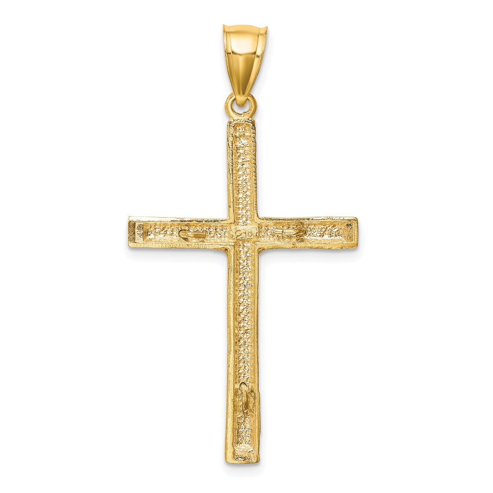 10K w/ Rhodium Diamond-Cut Crucifix Pendant