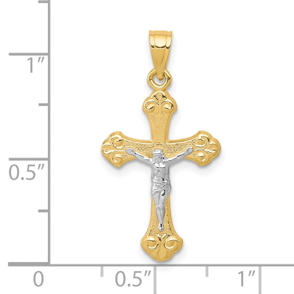 10K w/Rhodium Crucifix Pendant