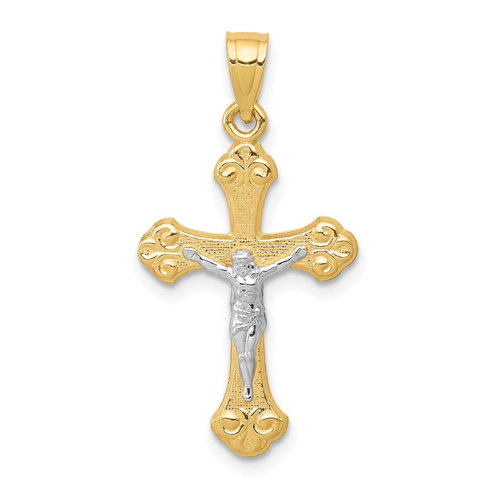 10K w/Rhodium Crucifix Pendant