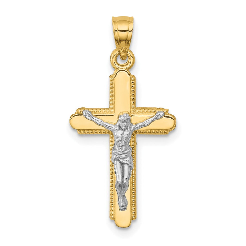 10K w/Rhodium Crucifix Pendant