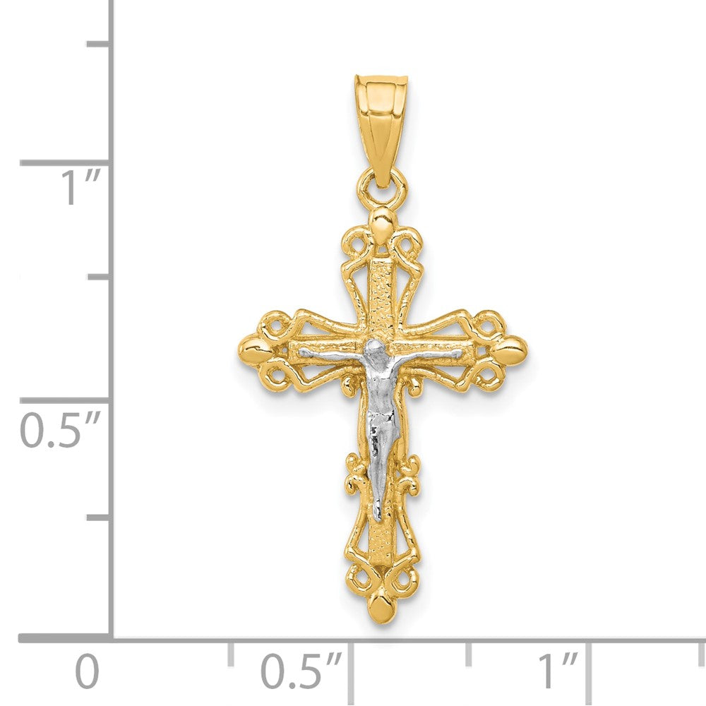 10K w/Rhodium Crucifix Pendant