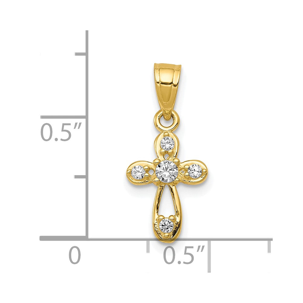 10k Small CZ Cross Pendant