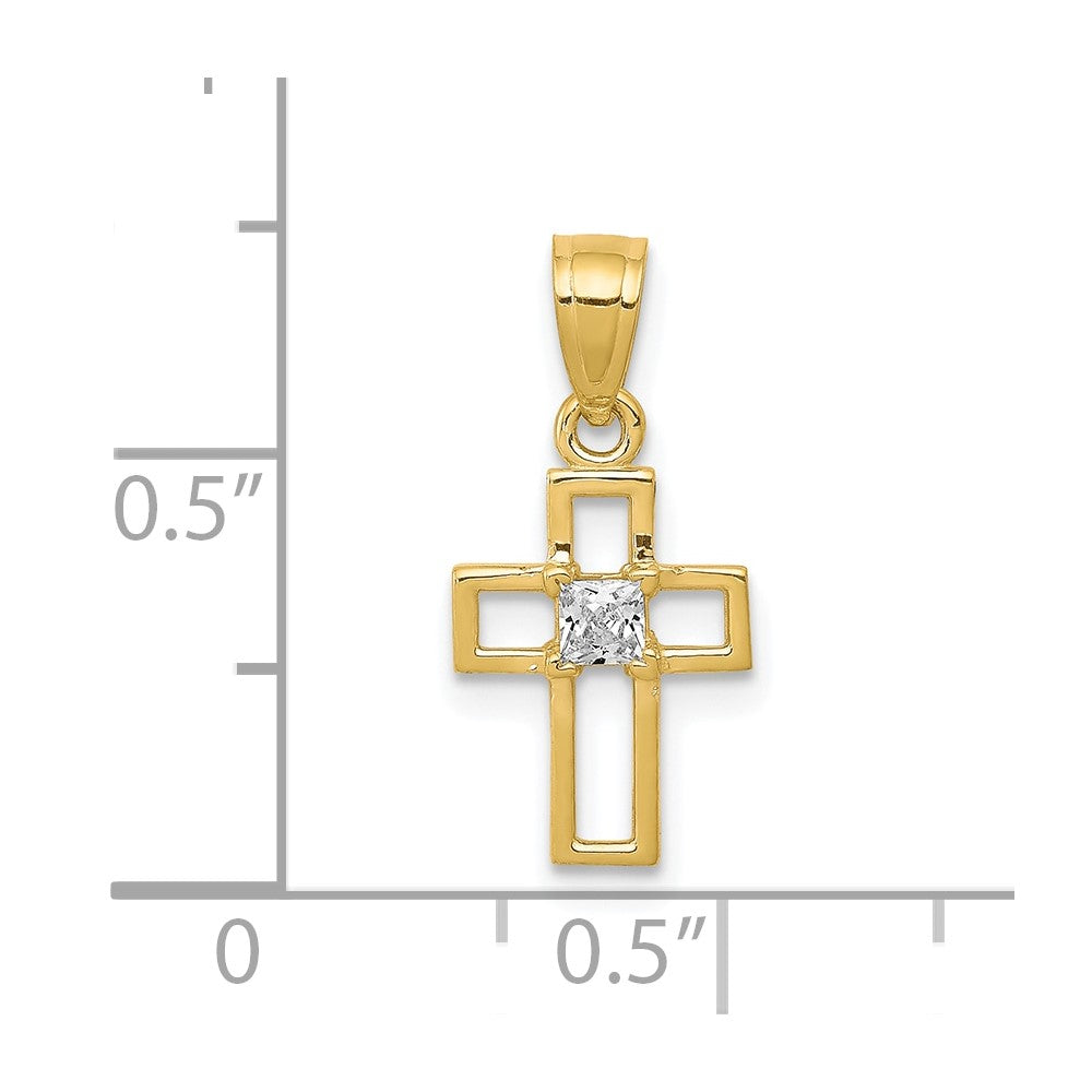 10k Small CZ Cross Pendant