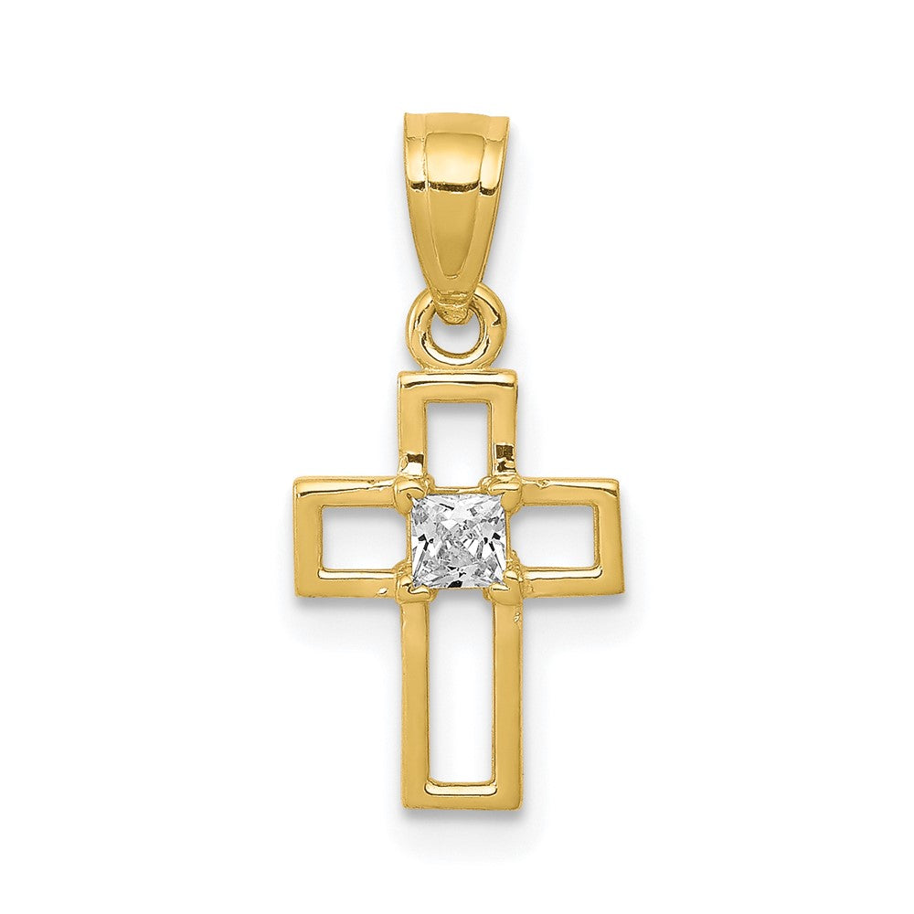 10k Small CZ Cross Pendant