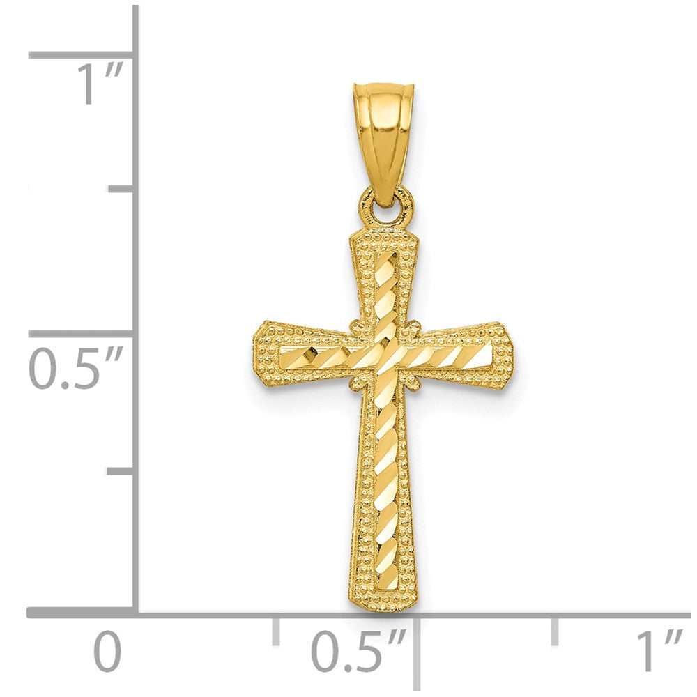 10k Diamond-Cut Cross Pendant