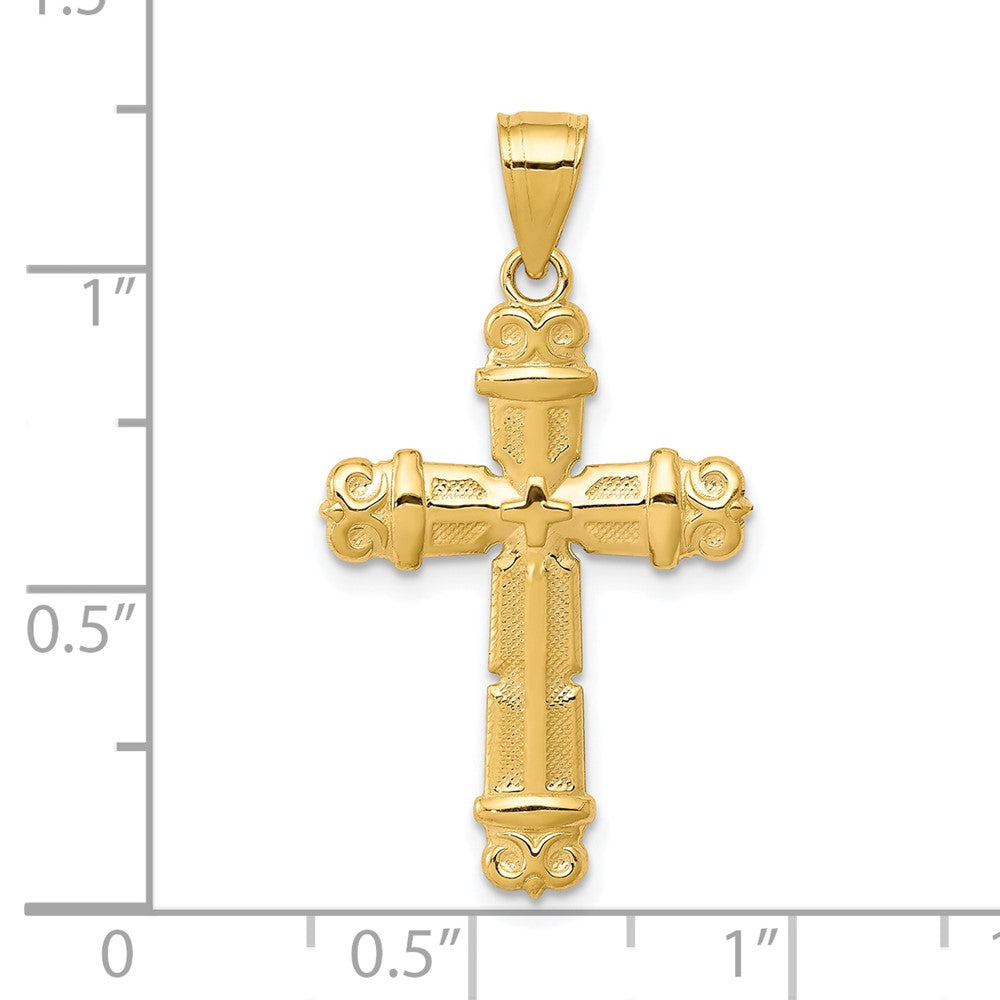 10k Fleur de Lis Cross Pendant