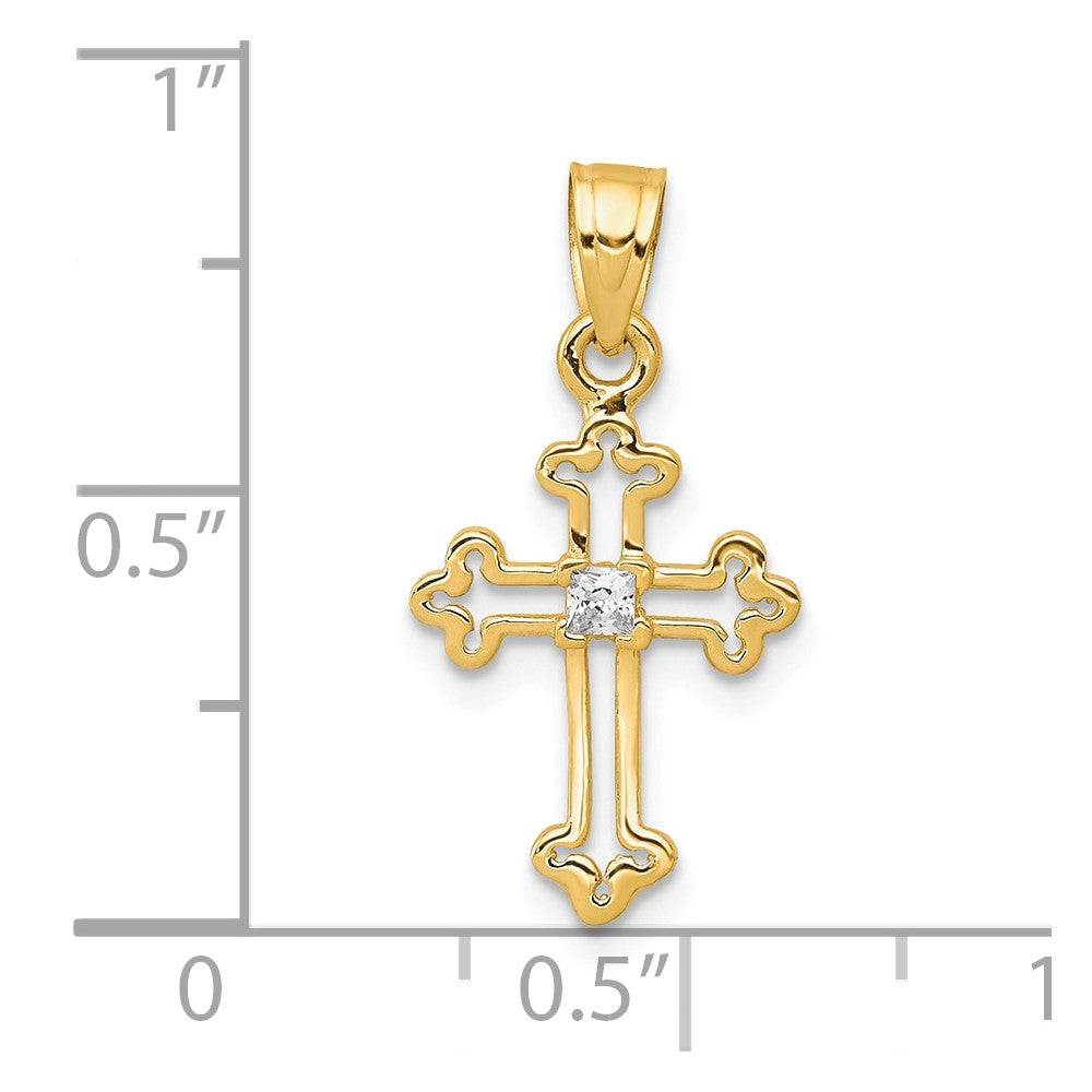 10k Small CZ Cross Pendant