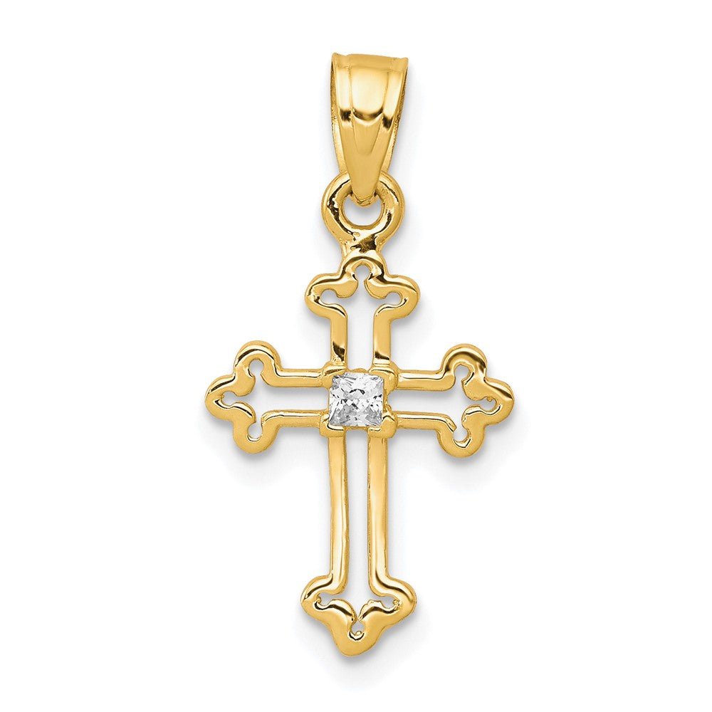 10k Small CZ Cross Pendant