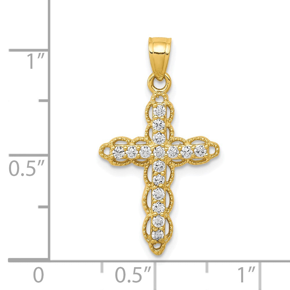 10k CZ Filigree Cross Pendant