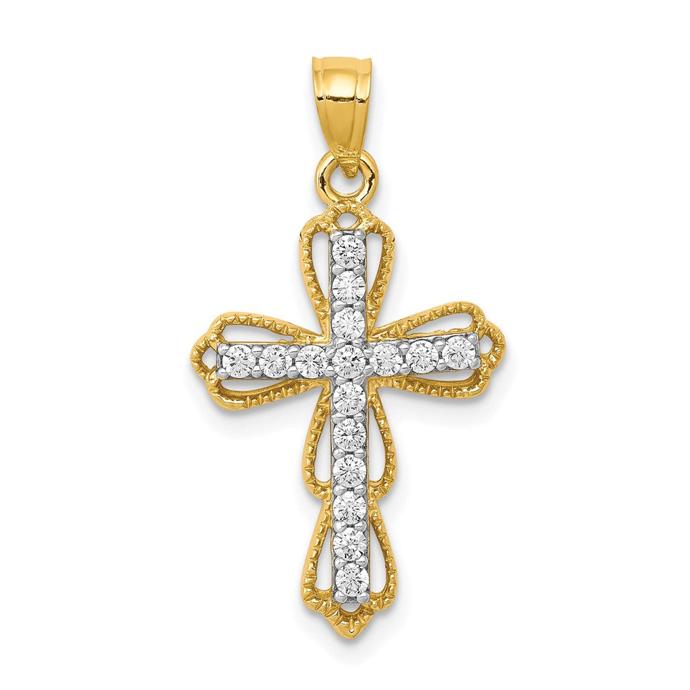 10k CZ Filigree Cross Pendant