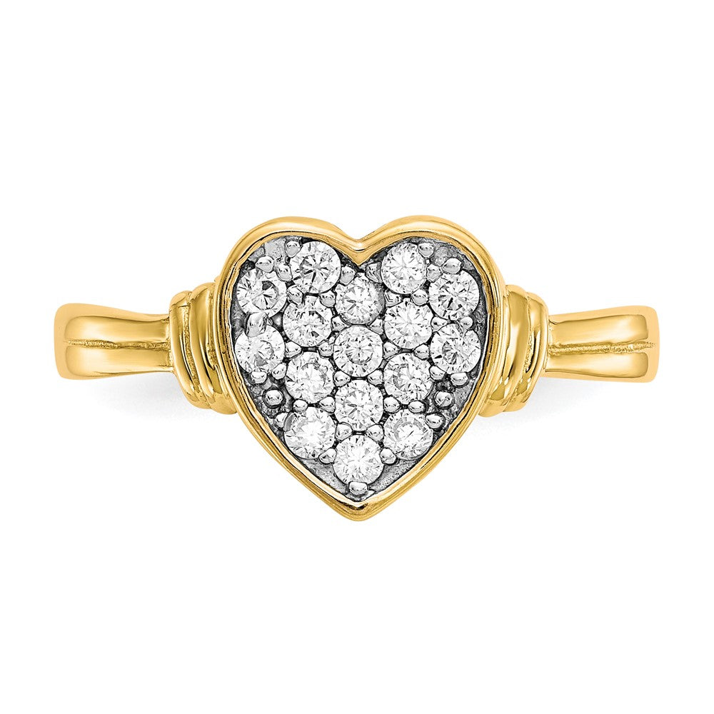 10K w/Rhodium CZ Heart Ring