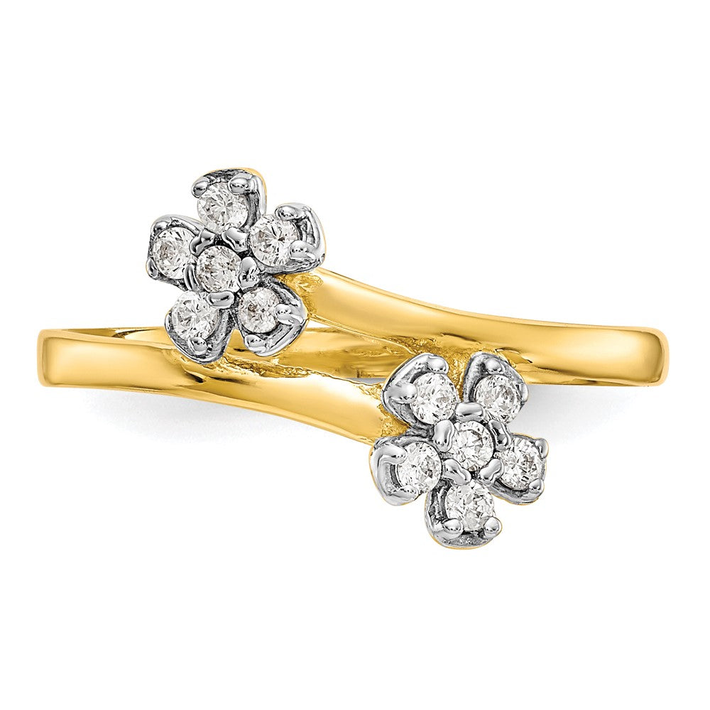 10k Double Flower CZ Ring