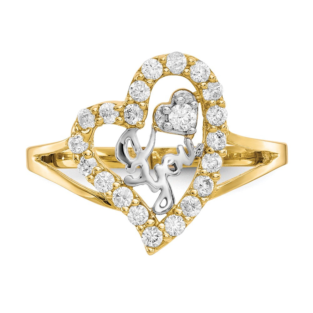 10K w/White Rhodium I LOVE YOU  CZ Heart Ring