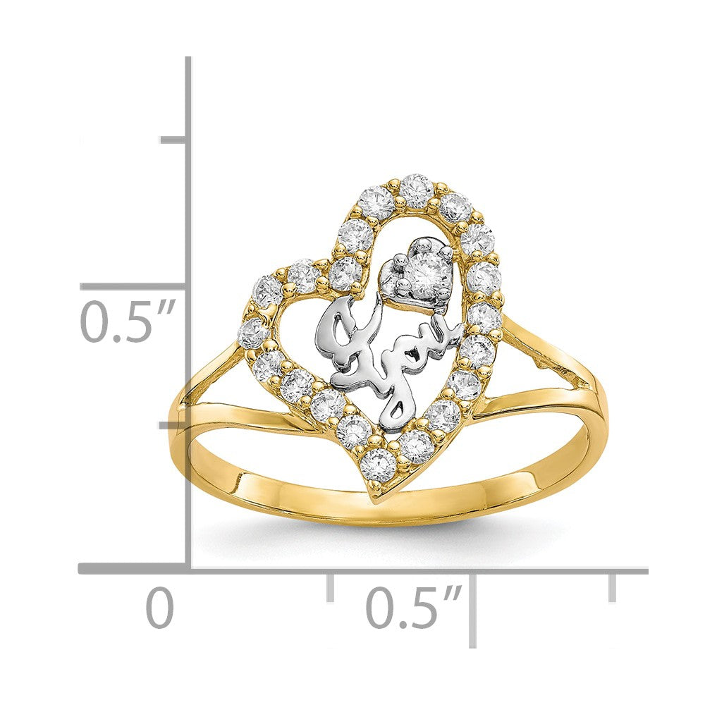 10K w/White Rhodium I LOVE YOU  CZ Heart Ring