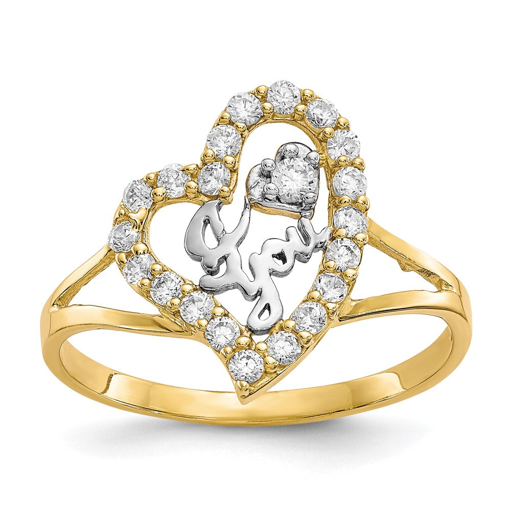 10K w/White Rhodium I LOVE YOU  CZ Heart Ring