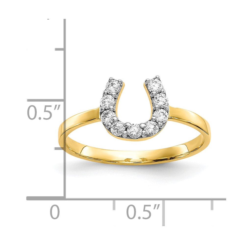 10k CZ Horse Shoe Ring