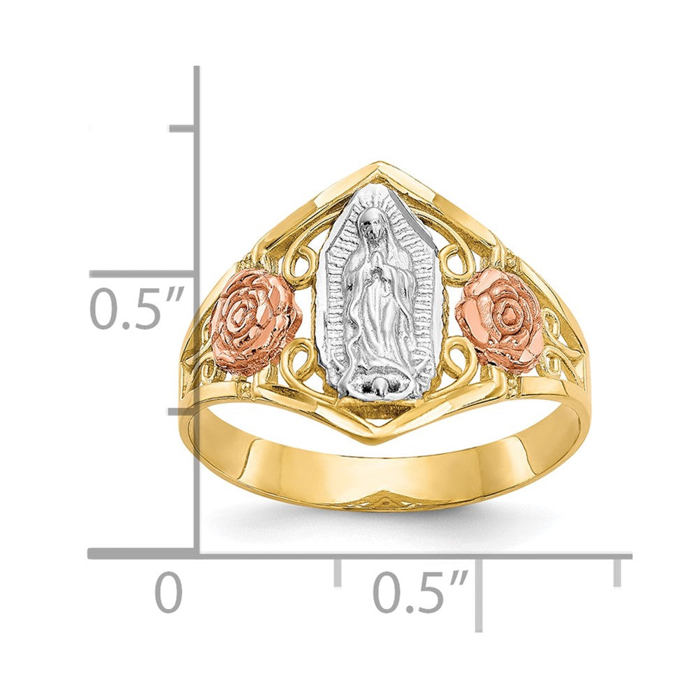 10k Two-tone & Rhodium Our Lady of Guadalupe Ring