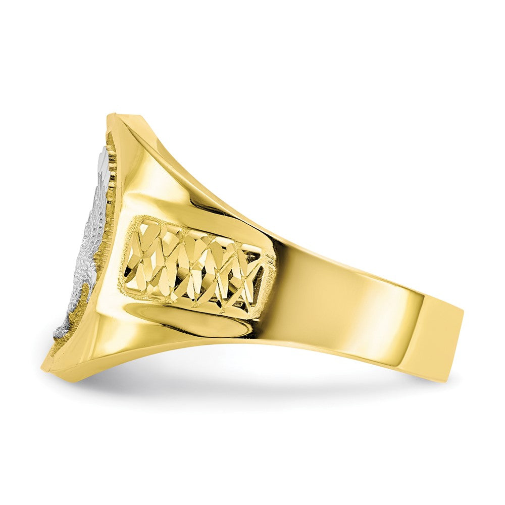 10k & Rhodium Men's Eagle Ring