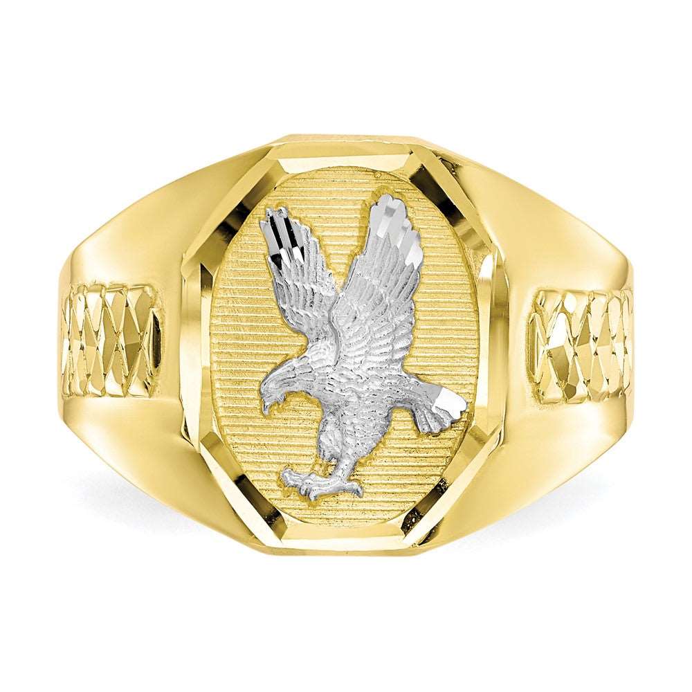 10k & Rhodium Men's Eagle Ring