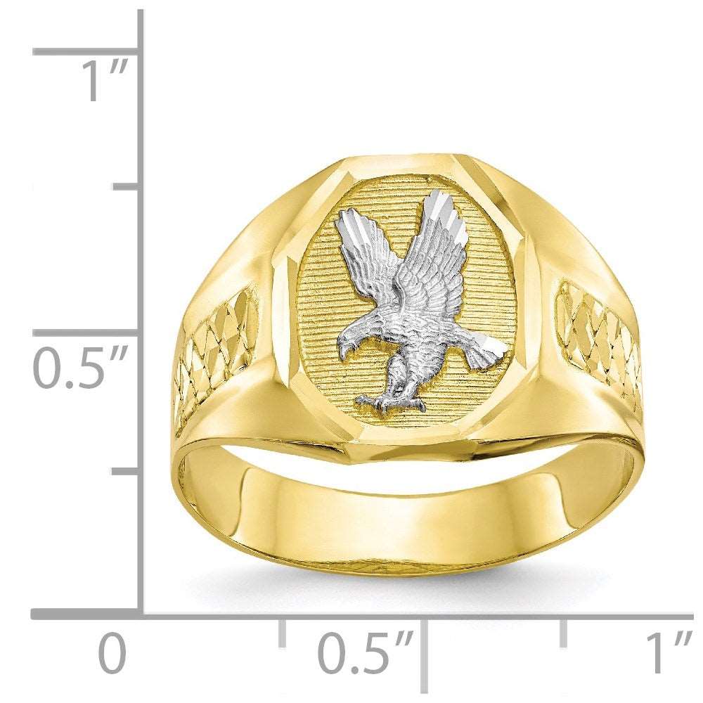 10k & Rhodium Men's Eagle Ring