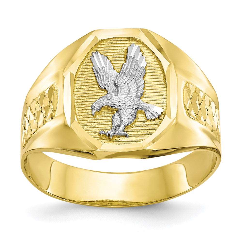 10k & Rhodium Men's Eagle Ring