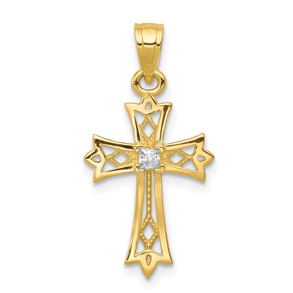 10k CZ Cross Pendant