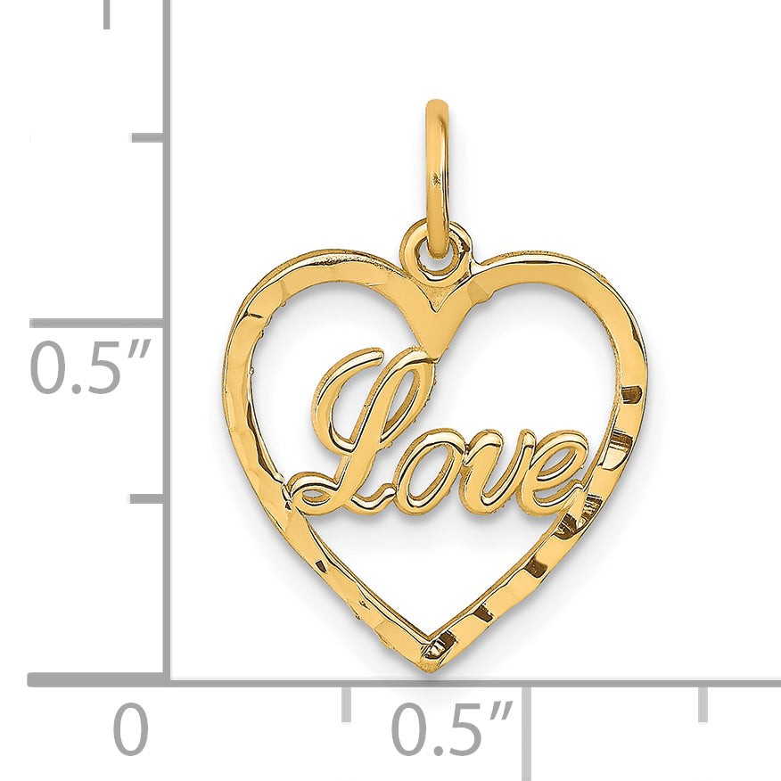 10k LOVE IN HEART CHARM 10C209