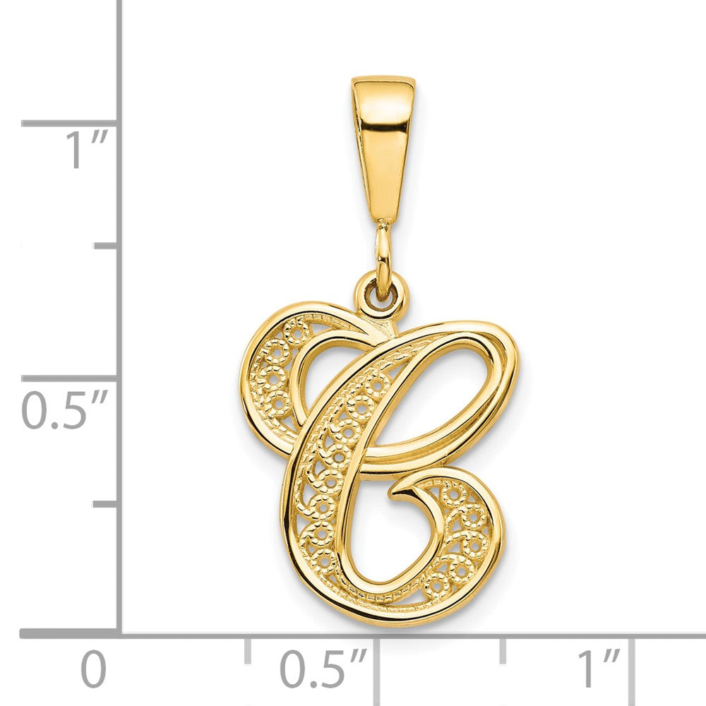 10k Filigree Initial C Pendant