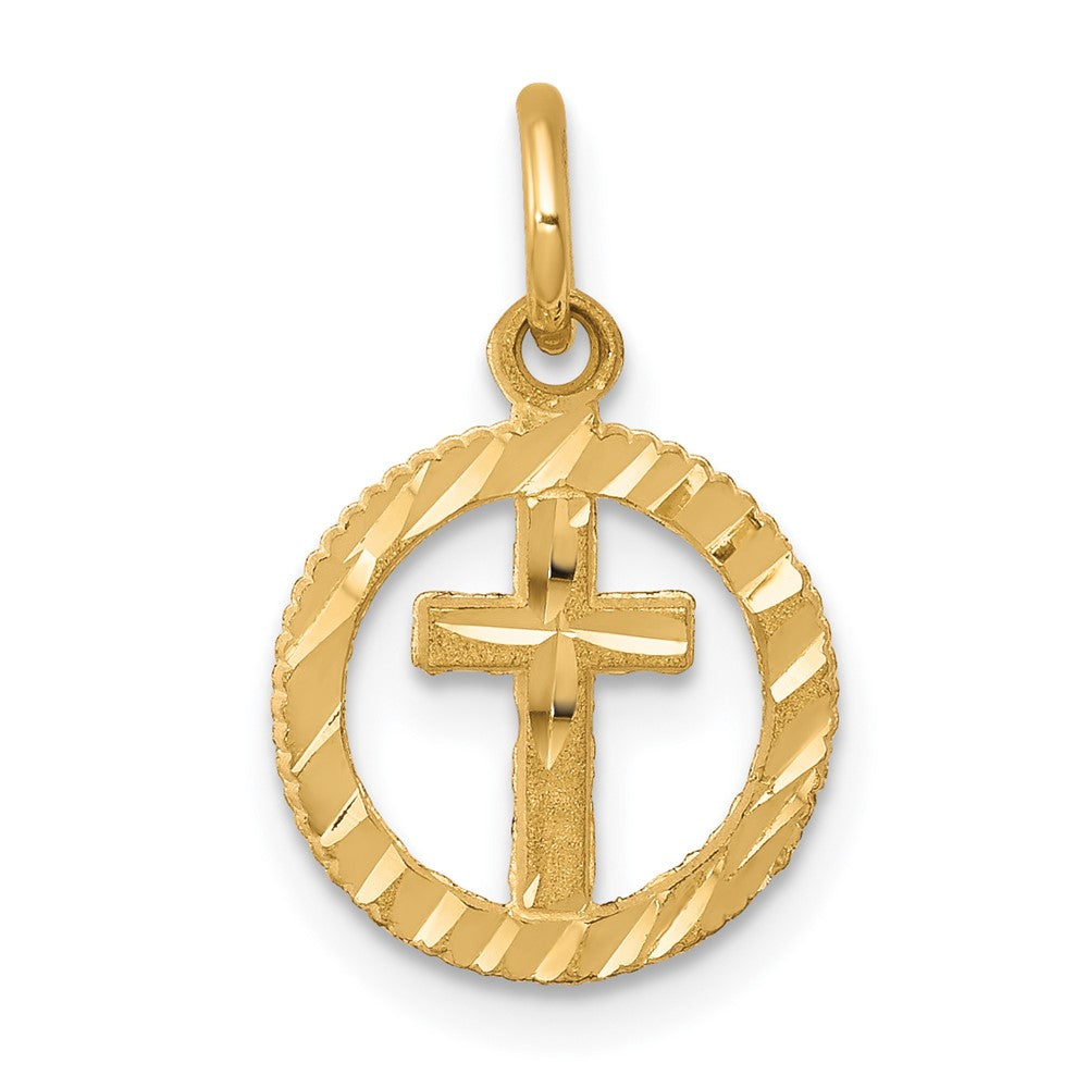 10k Solid Flat-Backed Cross in Circle for Eternal Life Charm