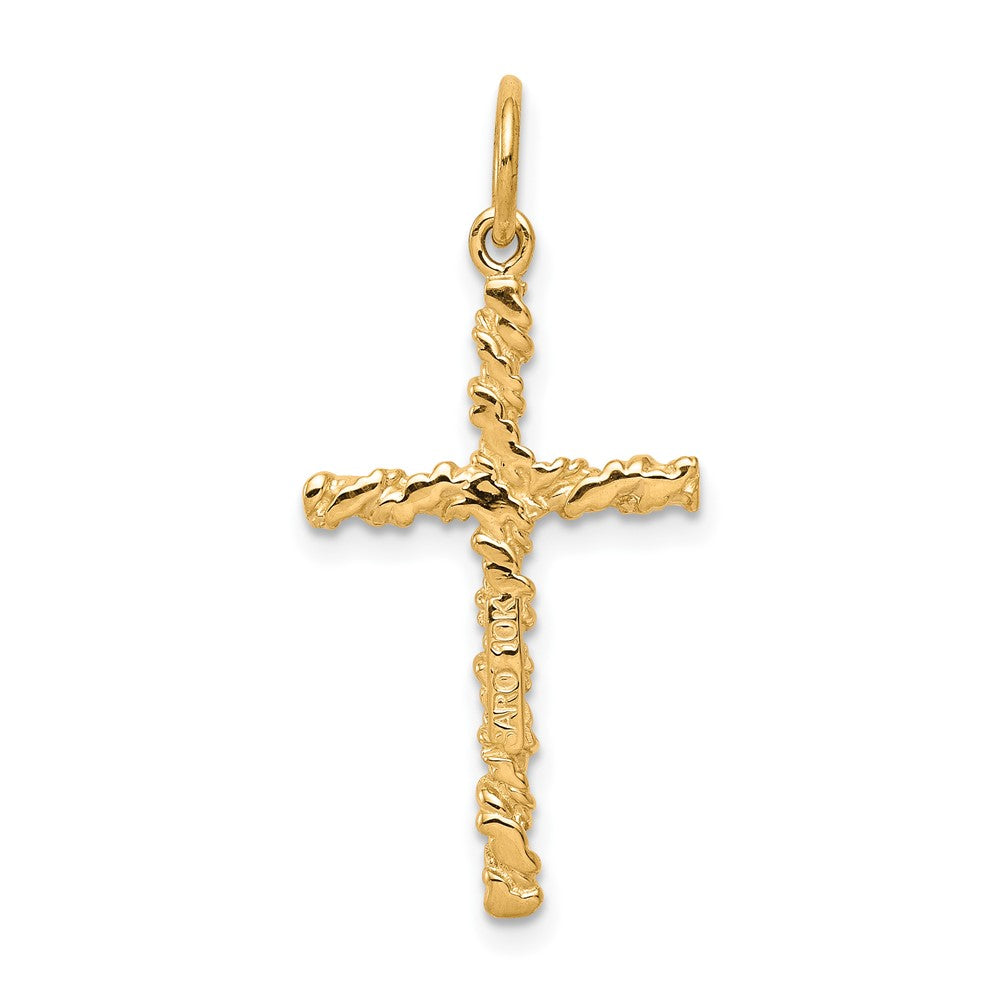 10K Nugget Cross Charm