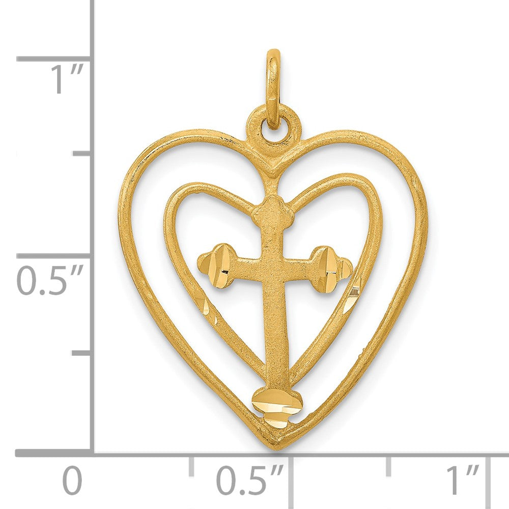 10k CROSS IN HEART CHARM