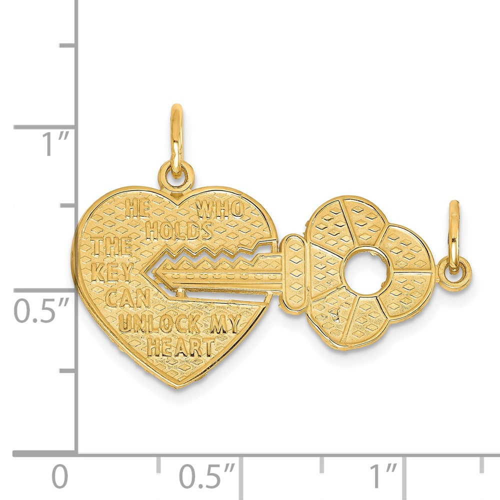 10K Heart and Key Break-apart Charm