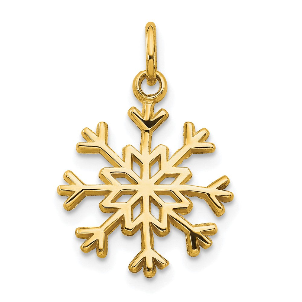 10k Solid Polished Snowflake Charm