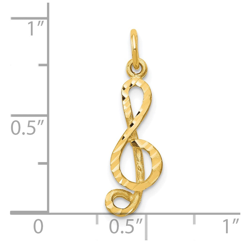 10k Medium Solid Treble Clef Charm