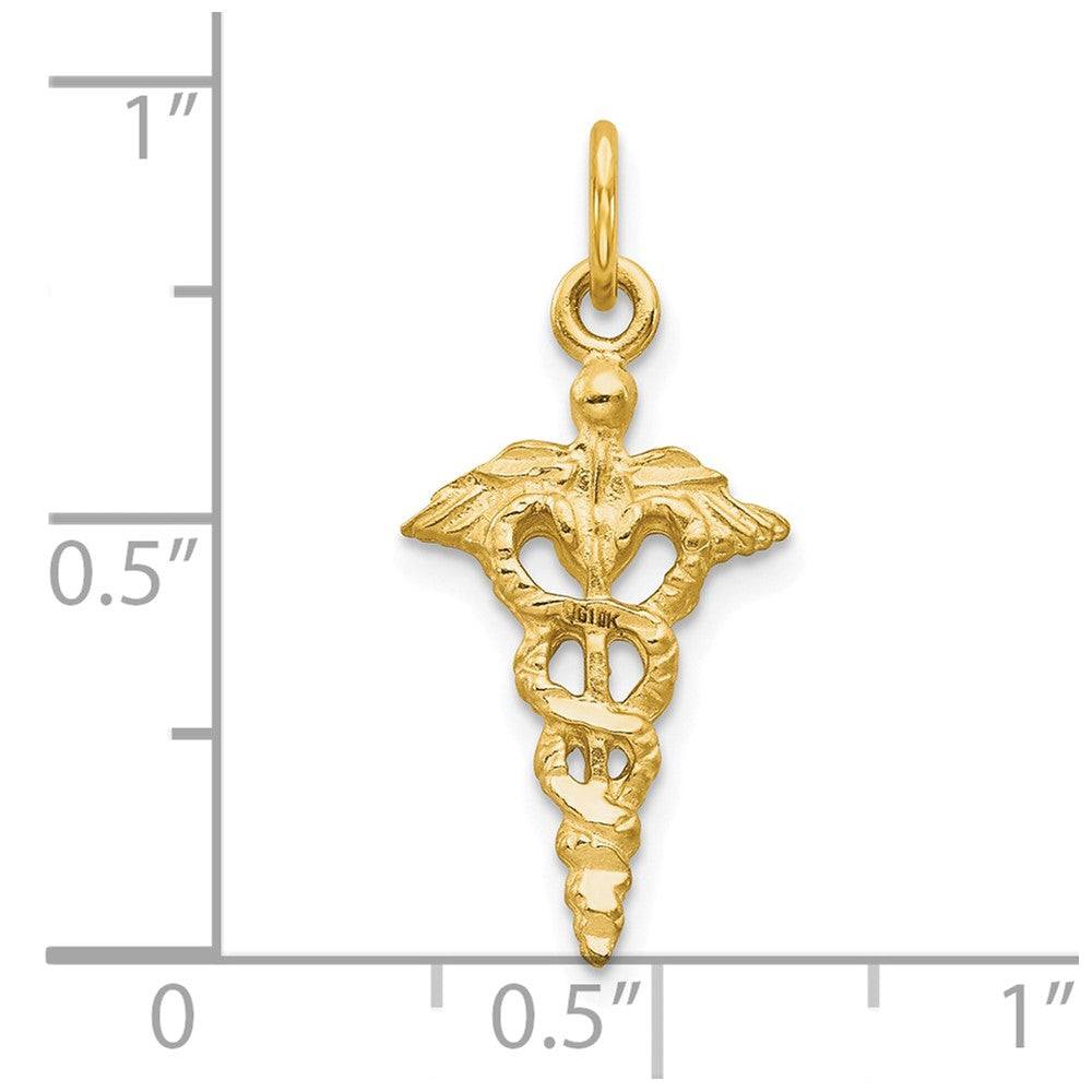 10k Solid Caduceus Charm