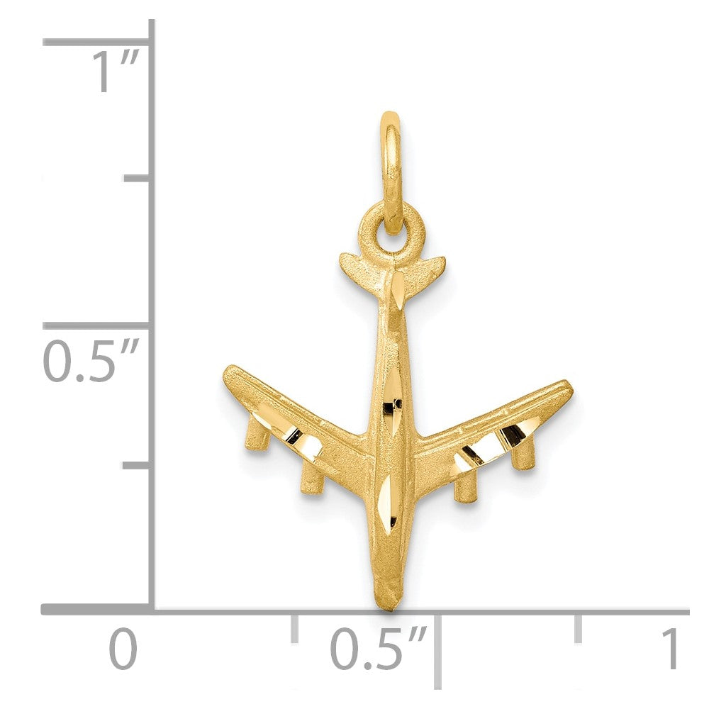 10k Solid Satin Airplane Charm