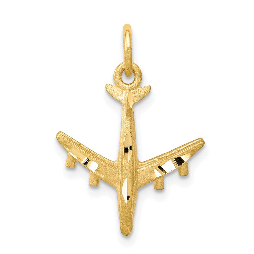 10k Solid Satin Airplane Charm