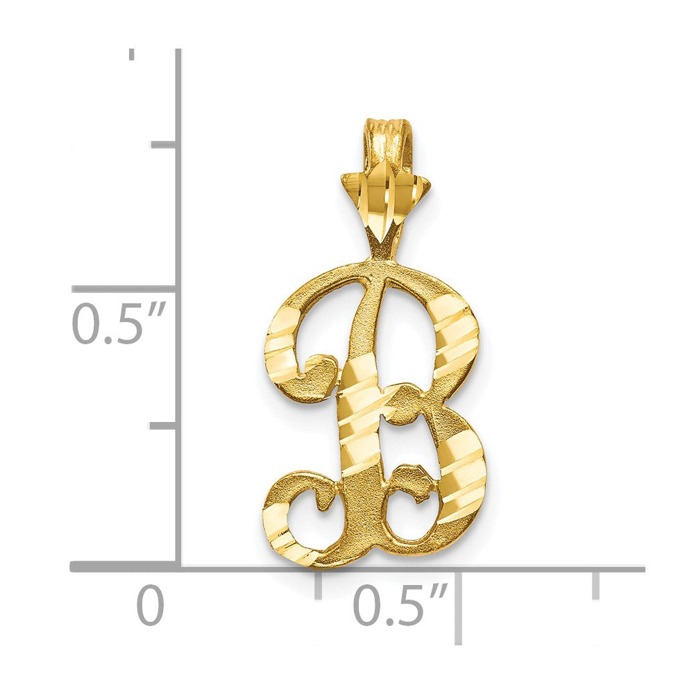 10k Diamond-cut Grooved Initial B Charm