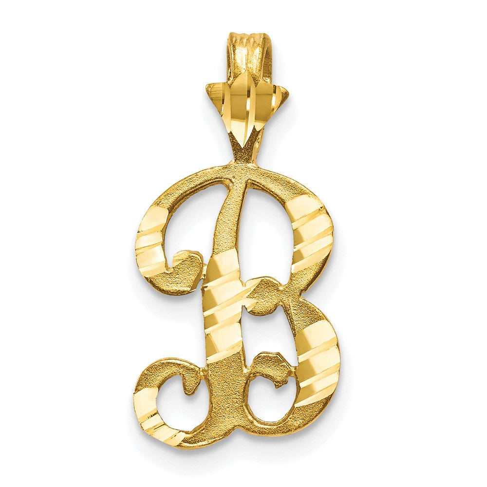 10k Diamond-cut Grooved Initial B Charm