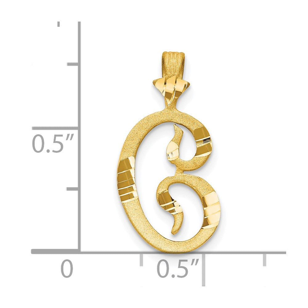 10k Diamond-cut Grooved Initial C Charm