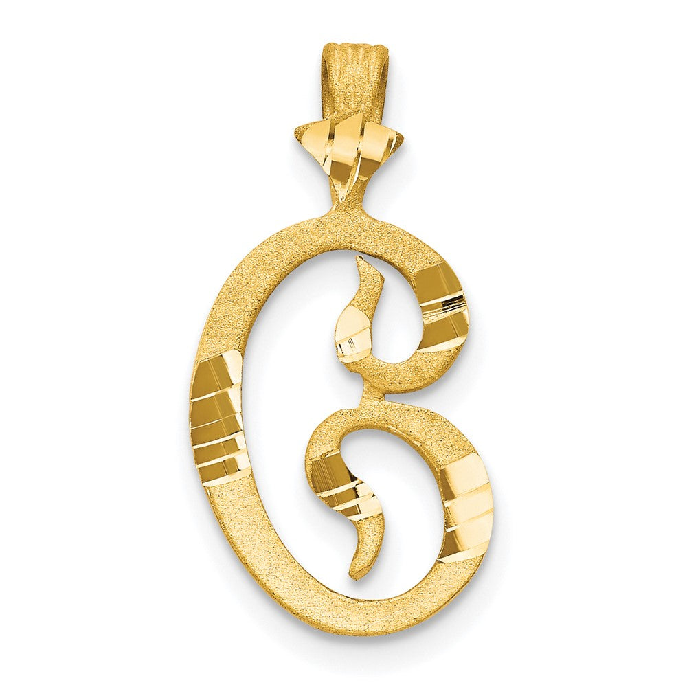 10k Diamond-cut Grooved Initial C Charm