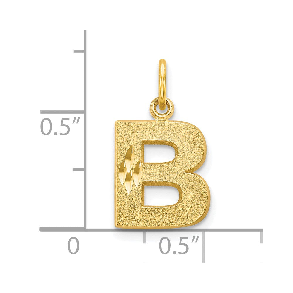 10K Satin Diamond-cut Initial B Charm