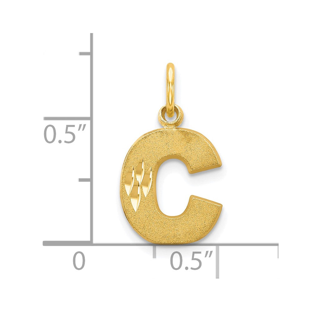 10K Satin Diamond-cut Initial C Charm